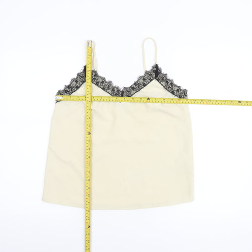 Topshop Women's Ivory Lace Trim Camisole Tank Top UK 10