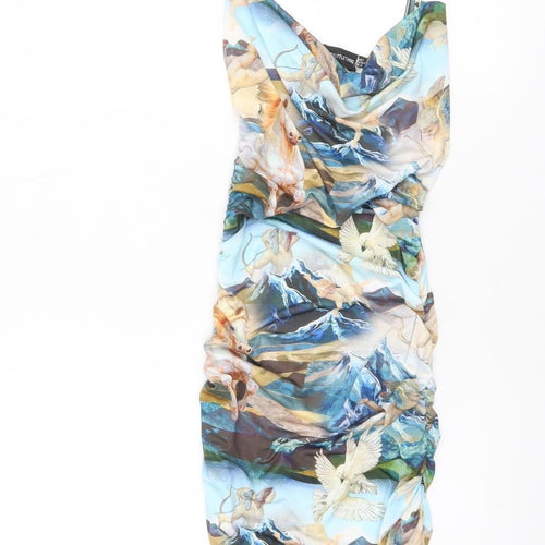 PrettyLittleThing Womens Multicoloured Size 6 Ruched Bodycon Dress