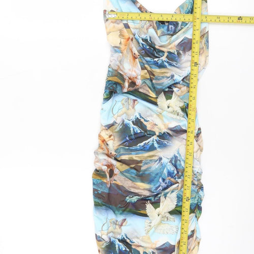 PrettyLittleThing Womens Multicoloured Size 6 Ruched Bodycon Dress