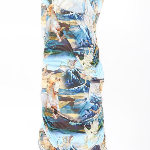 PrettyLittleThing Womens Multicoloured Size 6 Ruched Bodycon Dress