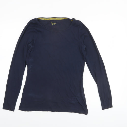 Boden Women's Blue Long Sleeve Cotton Jersey Basic T-Shirt UK 12