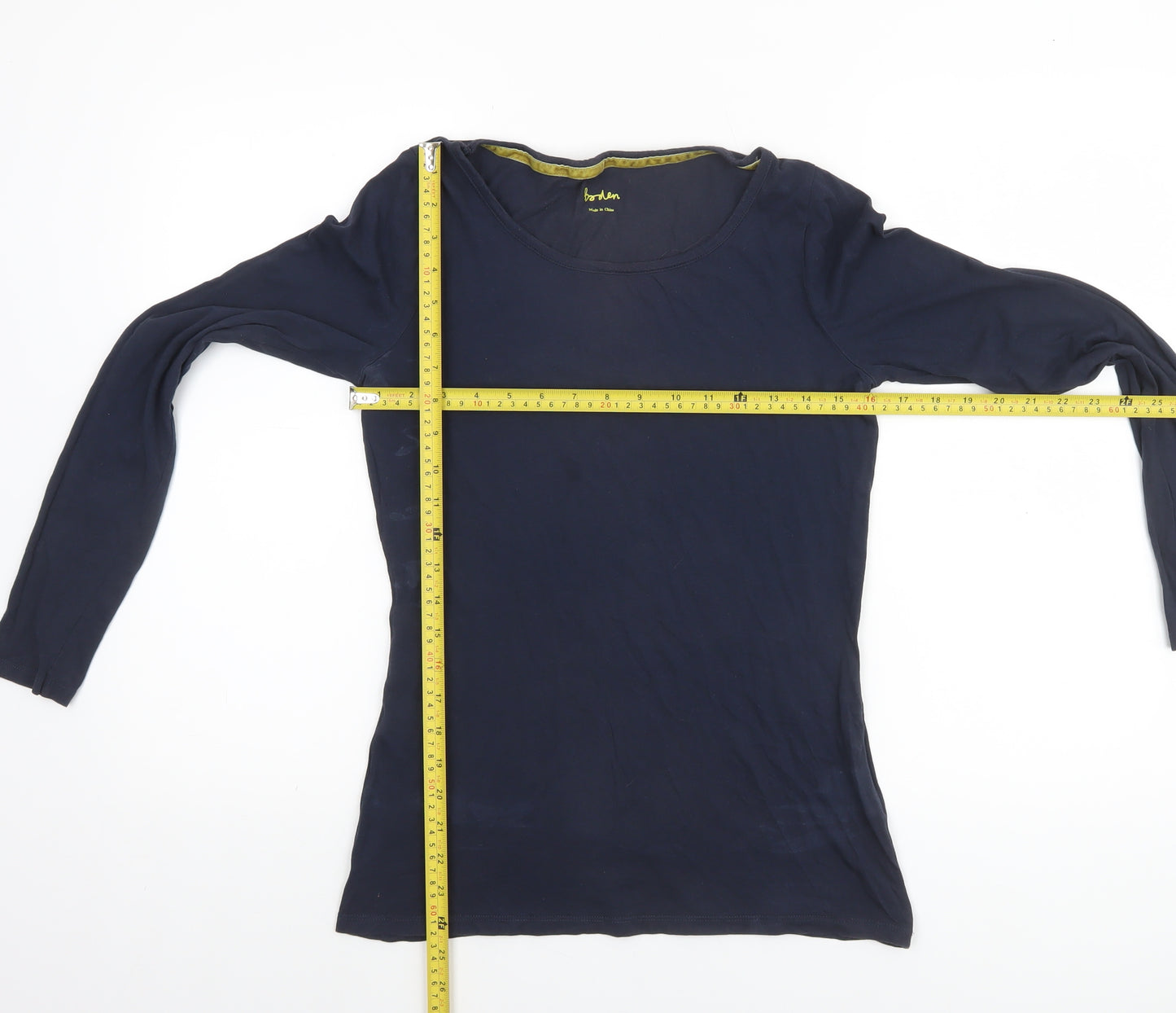 Boden Women's Blue Long Sleeve Cotton Jersey Basic T-Shirt UK 12