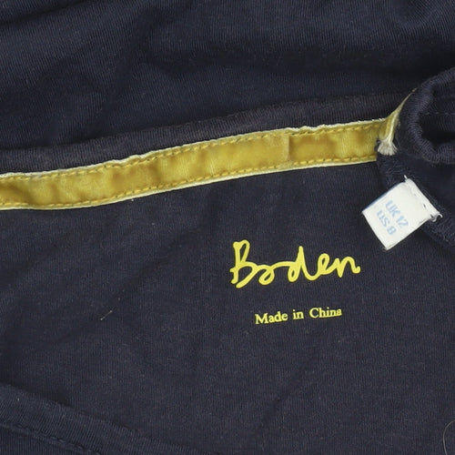 Boden Women's Blue Long Sleeve Cotton Jersey Basic T-Shirt UK 12