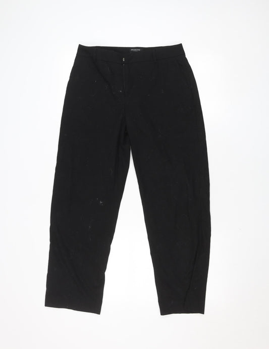 Selected Femme Women's Black Size 8 Cropped Tapered Trousers