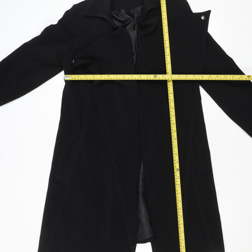 Love Label Women's Black Size 8 Long Overcoat Polyester Classic Coat