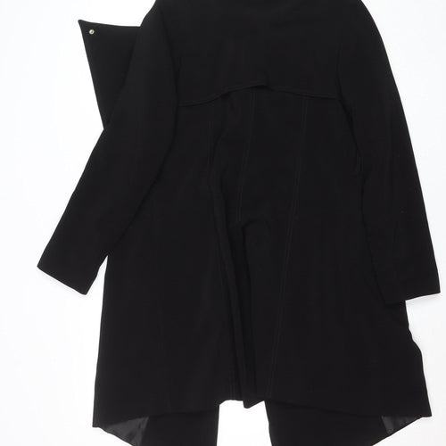 Love Label Women's Black Size 8 Long Overcoat Polyester Classic Coat