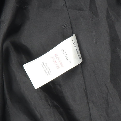 Love Label Women's Black Size 8 Long Overcoat Polyester Classic Coat