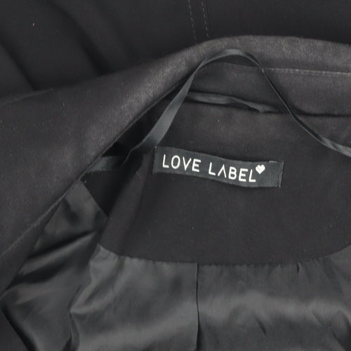 Love Label Women's Black Size 8 Long Overcoat Polyester Classic Coat