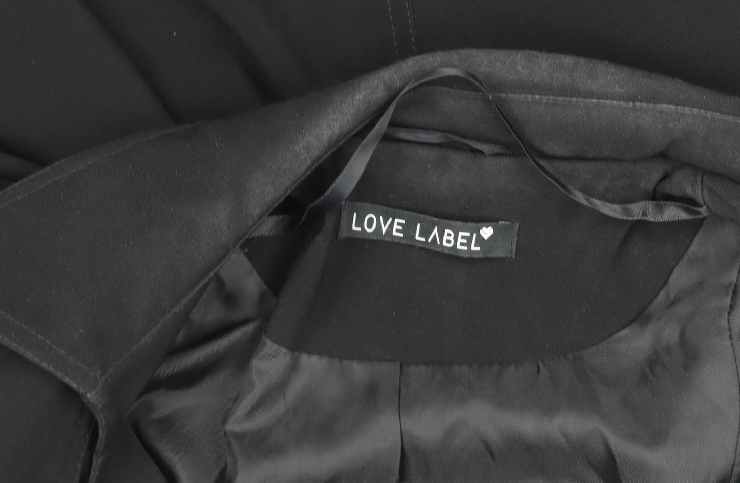 Love Label Women's Black Size 8 Long Overcoat Polyester Classic Coat