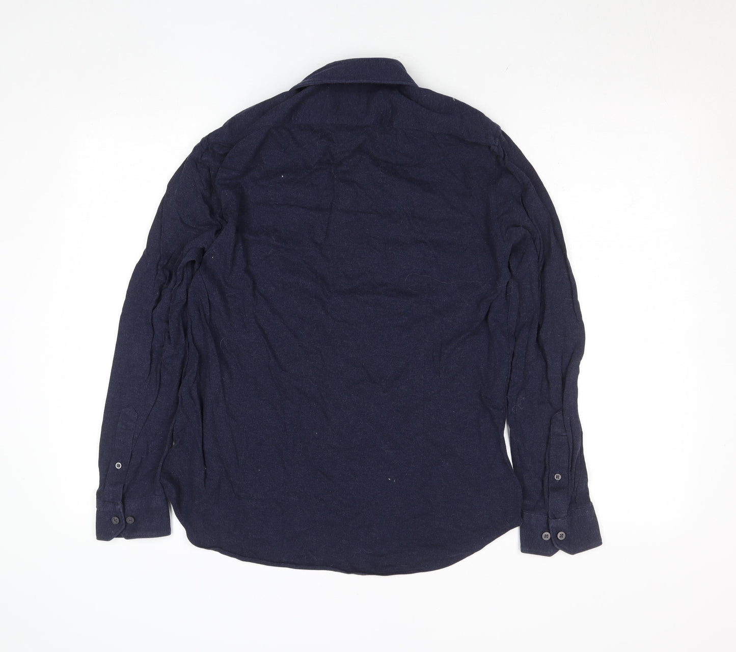 Moss London Men's Blue Slim Fit Long Sleeve Cotton Button-Up Shirt 15”