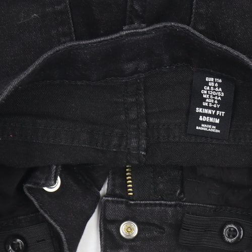 &Denim Boys Black Skinny Fit Jeans 6 Years Adjustable Waist