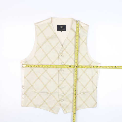 Young's Formalwear Men's Ivory Geometric Waistcoat M Wedding