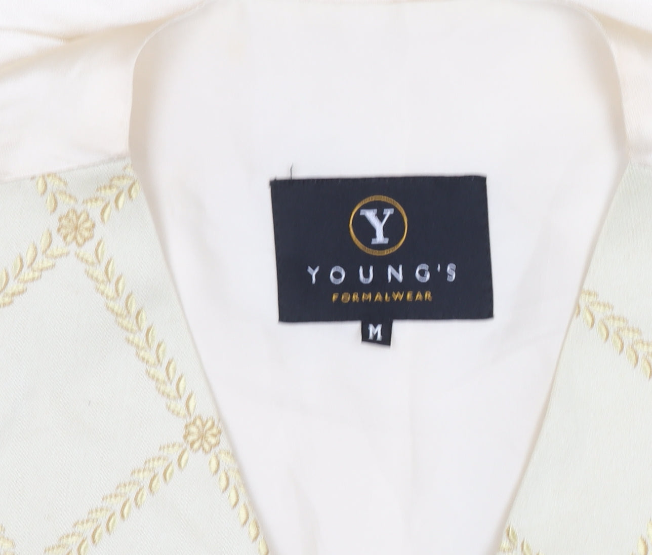 Young's Formalwear Men's Ivory Geometric Waistcoat M Wedding