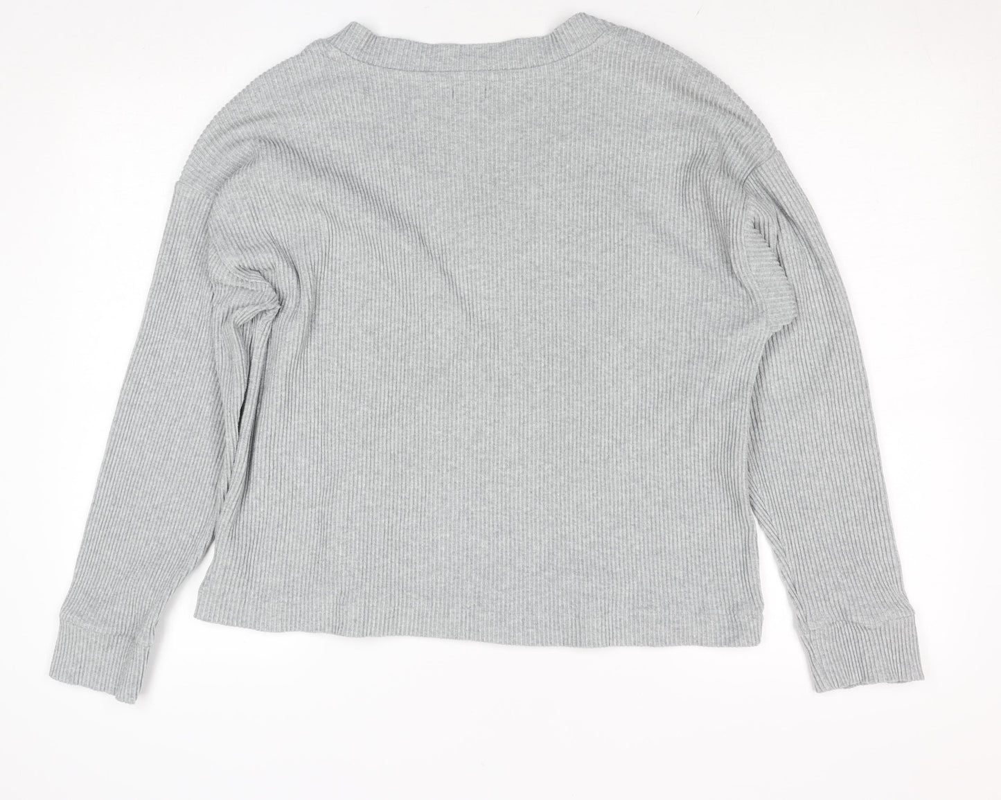 GapBody Women’s Grey V-Neck Rib Knit Pullover Jumper Size L