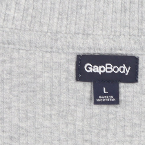 GapBody Women’s Grey V-Neck Rib Knit Pullover Jumper Size L