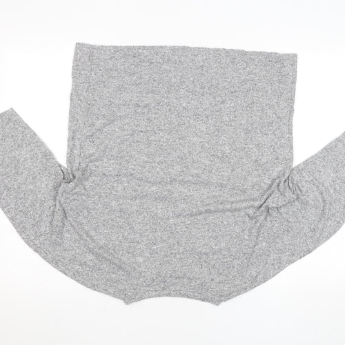 Zara Women Grey Beaded 3/4 Sleeve Knit Top Size M