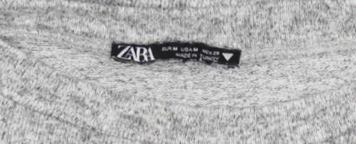 Zara Women Grey Beaded 3/4 Sleeve Knit Top Size M