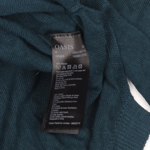 Oasis Women’s Blue Beaded Long Sleeve Viscose Knit Blouse Size M