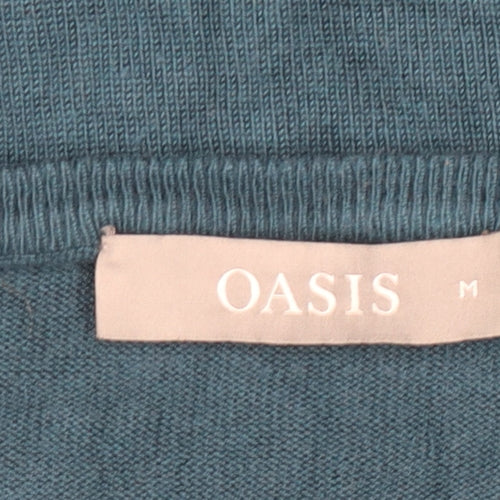 Oasis Women’s Blue Beaded Long Sleeve Viscose Knit Blouse Size M