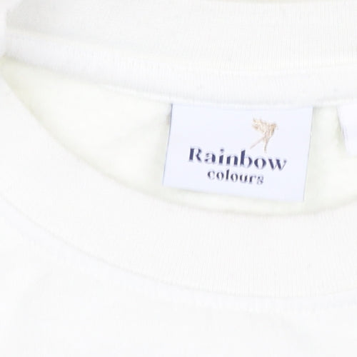 Rainbow Colours Women White Ibiza 1977 Crew Neck Pullover Sweatshirt L