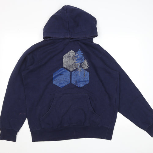 TOG24 Men's Blue Pullover Hoodie L Graphic Print Outdoor Sweatshirt