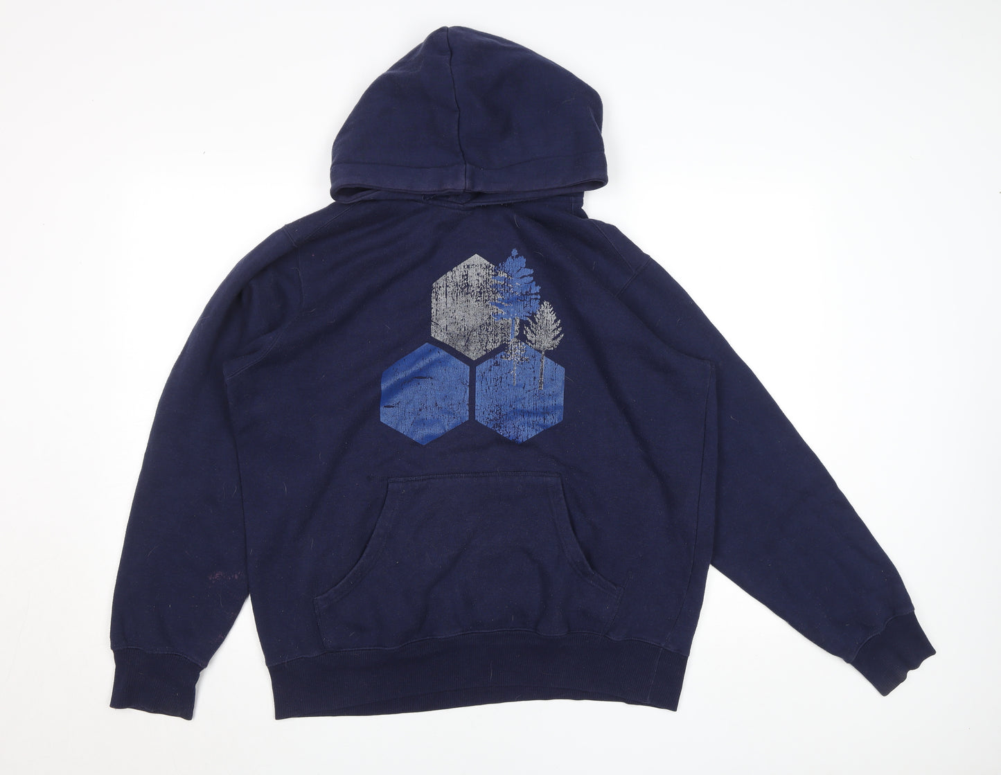 TOG24 Men's Blue Pullover Hoodie L Graphic Print Outdoor Sweatshirt
