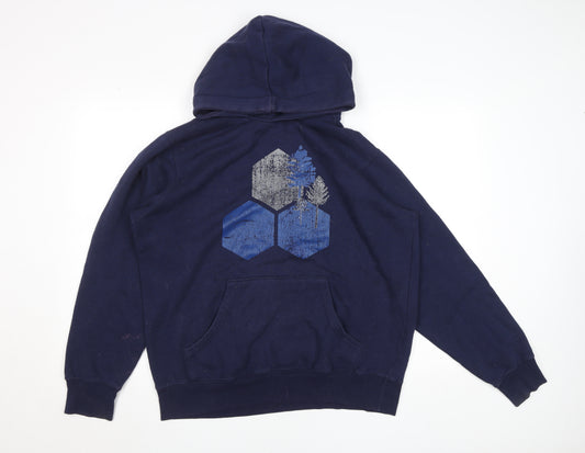 TOG24 Men's Blue Pullover Hoodie L Graphic Print Outdoor Sweatshirt