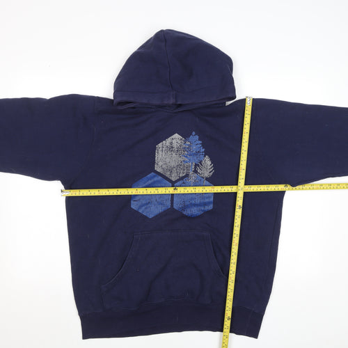 TOG24 Men's Blue Pullover Hoodie L Graphic Print Outdoor Sweatshirt