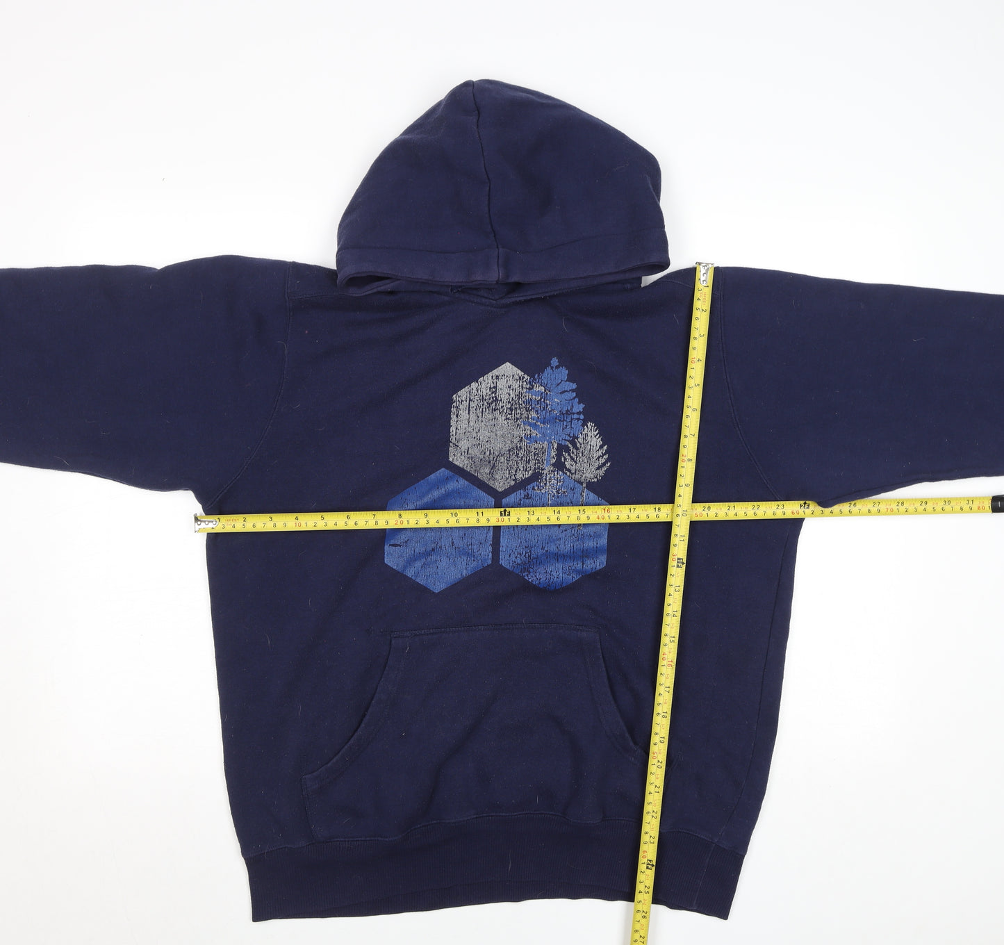 TOG24 Men's Blue Pullover Hoodie L Graphic Print Outdoor Sweatshirt