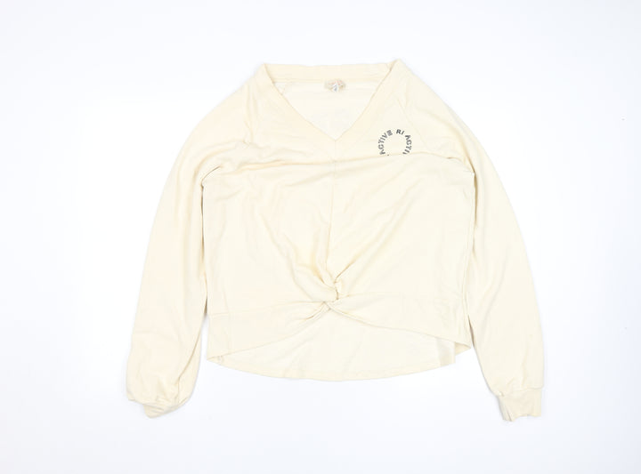 River Island Women’s Beige V-Neck Twist Front Sweatshirt Size M