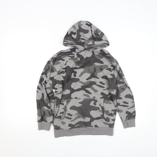 George Boys Grey Camouflage Pullover Hoodie 9-10 Years Cotton Blend