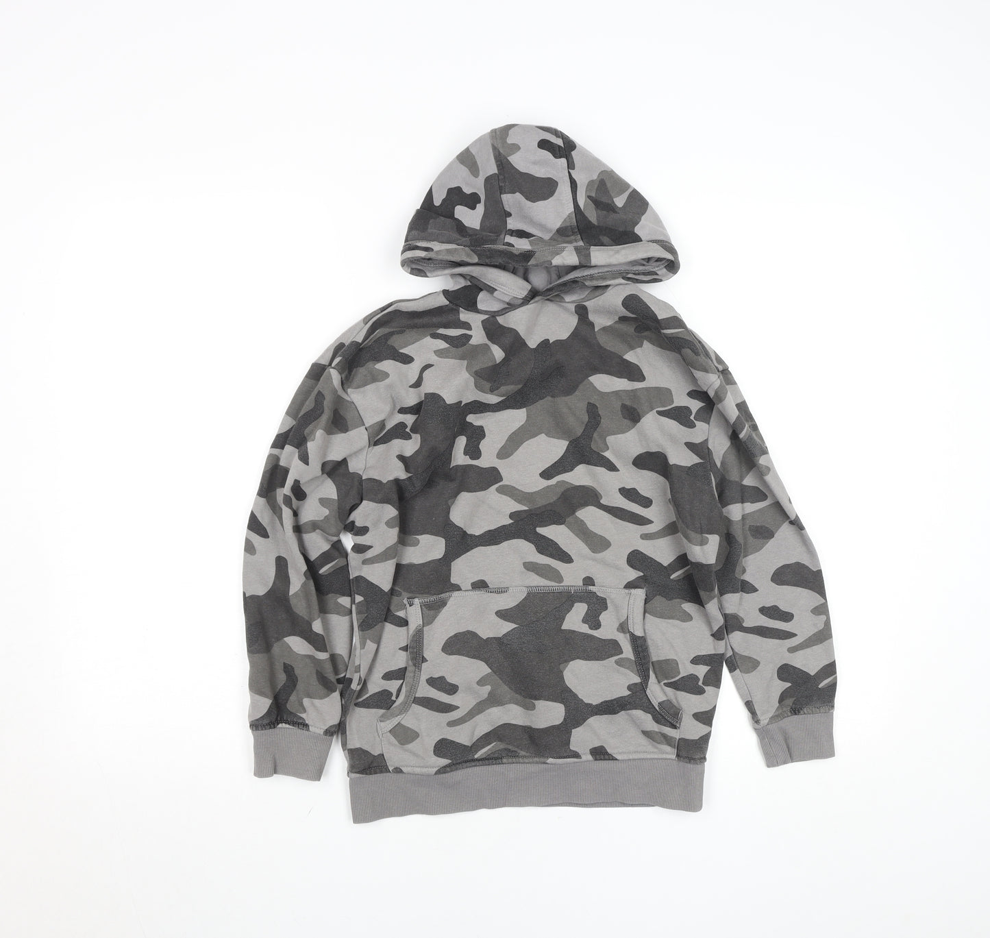 George Boys Grey Camouflage Pullover Hoodie 9-10 Years Cotton Blend