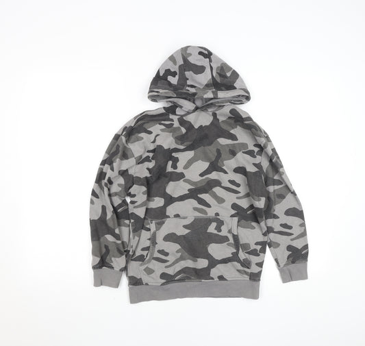George Boys Grey Camouflage Pullover Hoodie 9-10 Years Cotton Blend