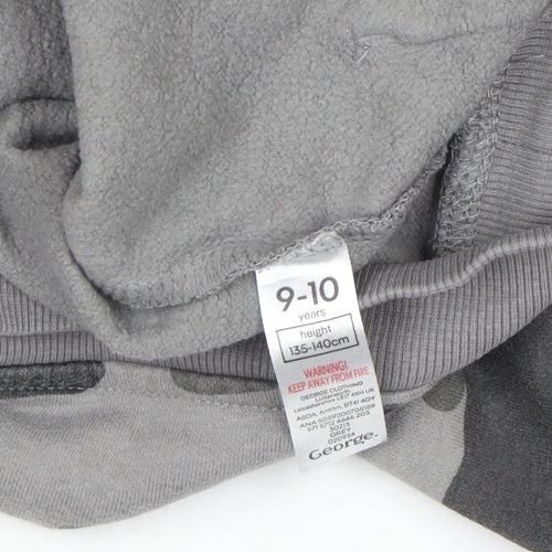 George Boys Grey Camouflage Pullover Hoodie 9-10 Years Cotton Blend