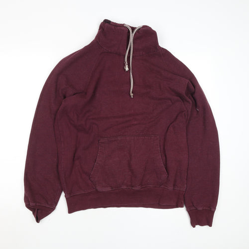 Pull & Bear Men's Red High Neck Pullover Sweatshirt Size M