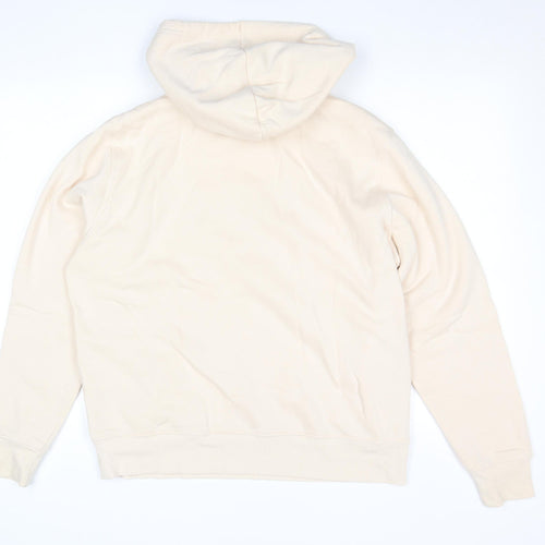 FILA Men Beige Pullover Hoodie L Fleece Logo Sportswear