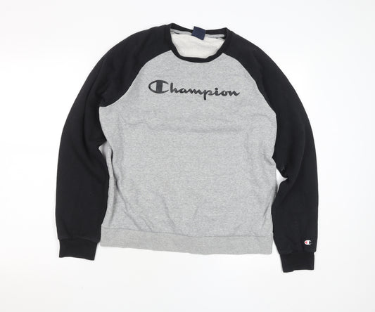 Champion Teens Grey 2XL Pullover Sweatshirt with Logo Print