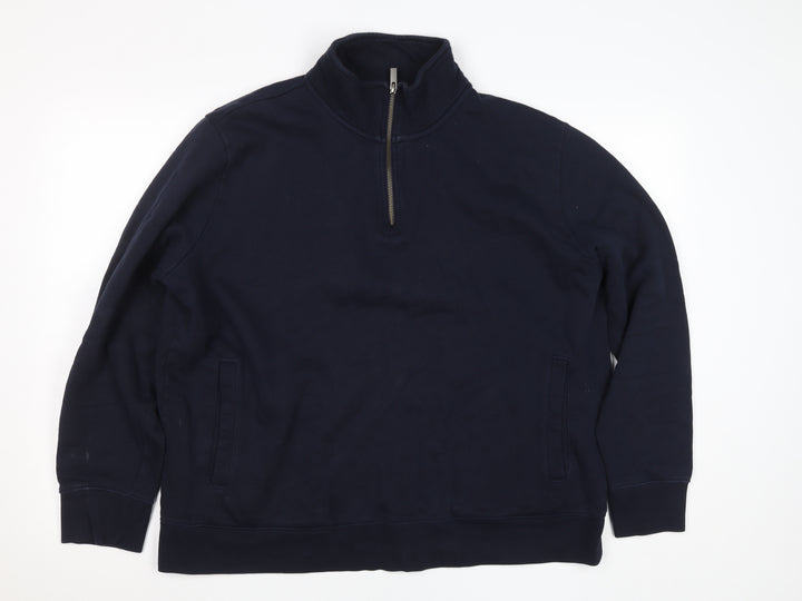 Marks and Spencer Women Navy Blue 1/2 Zip Sweatshirt XXL Cotton Blend