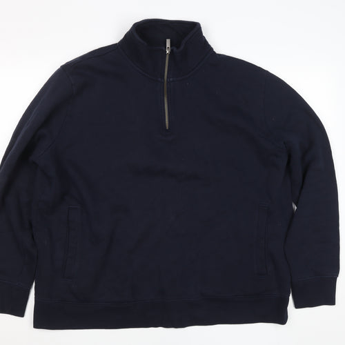 Marks and Spencer Women Navy Blue 1/2 Zip Sweatshirt XXL Cotton Blend