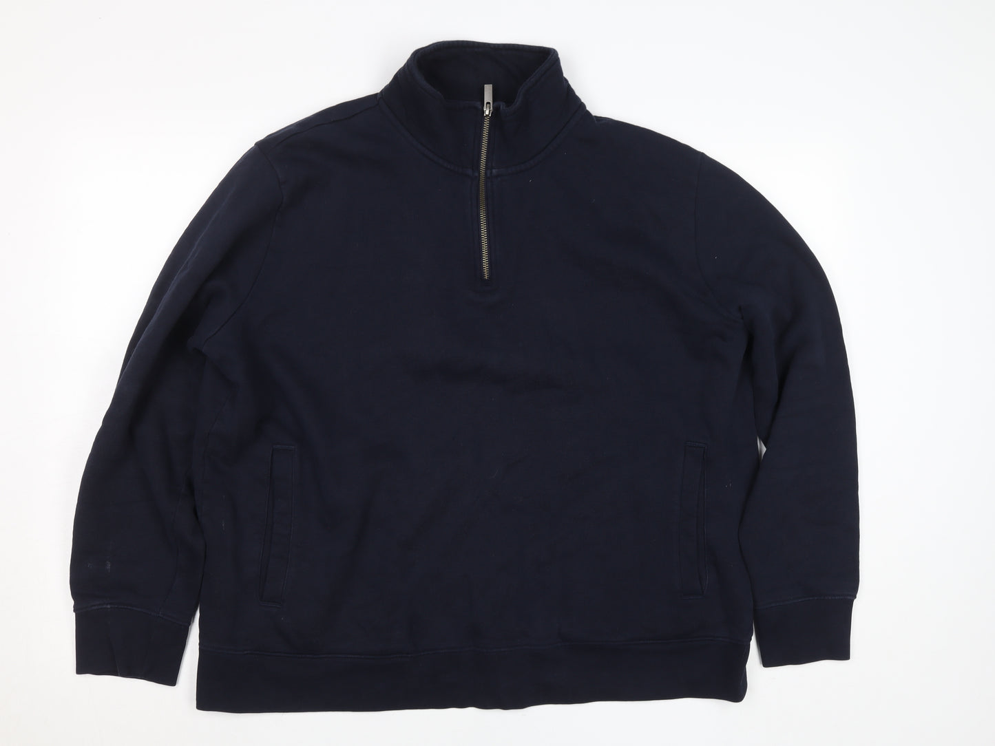 Marks and Spencer Women Navy Blue 1/2 Zip Sweatshirt XXL Cotton Blend