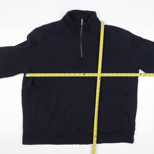 Marks and Spencer Women Navy Blue 1/2 Zip Sweatshirt XXL Cotton Blend