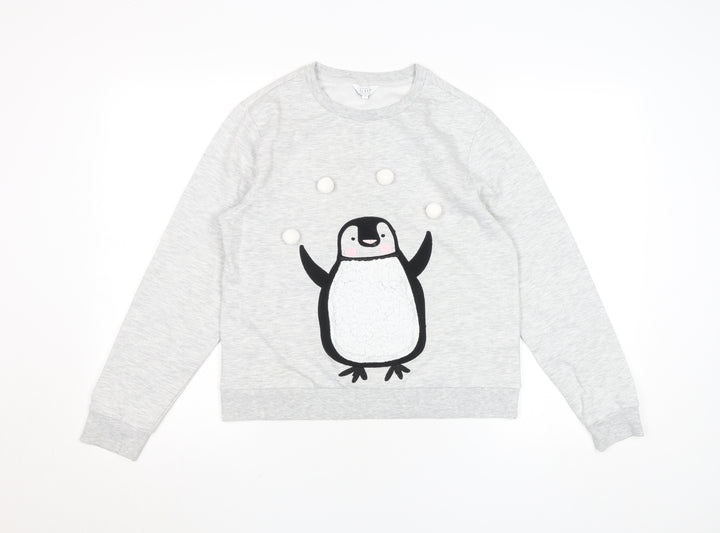 Debenhams Girls Grey Penguin Pullover Sweatshirt Size 12 Years