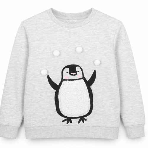 Debenhams Girls Grey Penguin Pullover Sweatshirt Size 12 Years