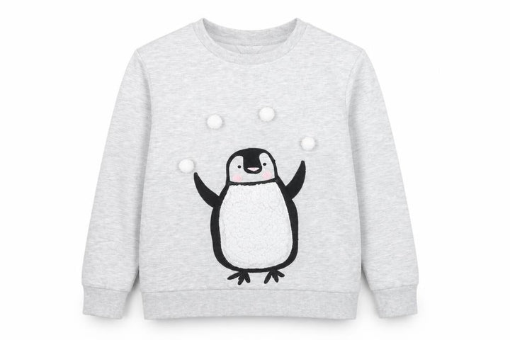 Debenhams Girls Grey Penguin Pullover Sweatshirt Size 12 Years