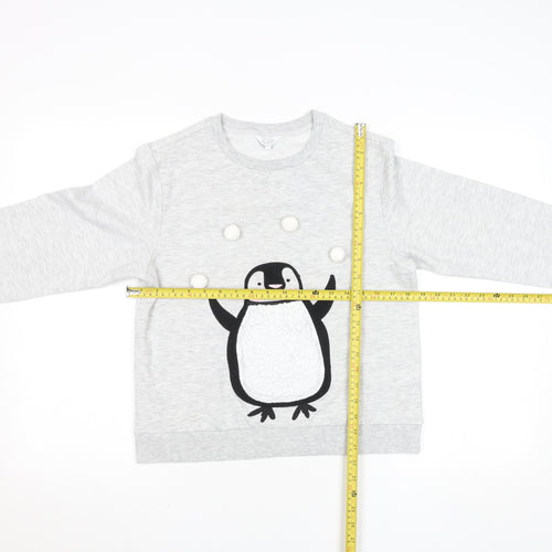 Debenhams Girls Grey Penguin Pullover Sweatshirt Size 12 Years