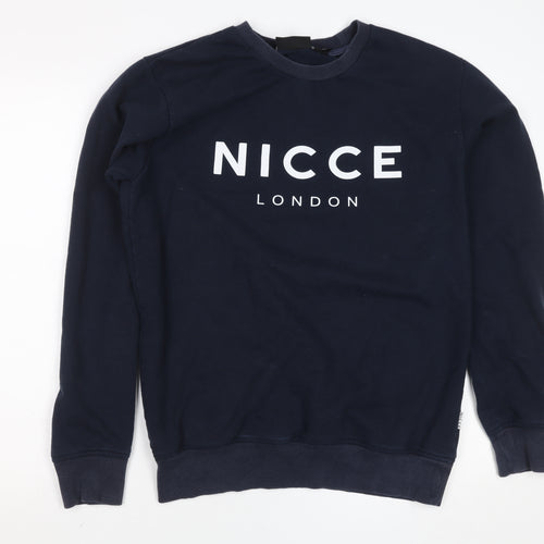 NICCE London Women's Navy Blue Logo Pullover Sweatshirt Size L