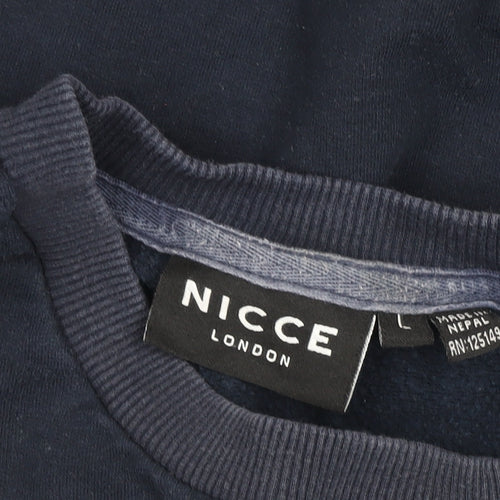 NICCE London Women's Navy Blue Logo Pullover Sweatshirt Size L
