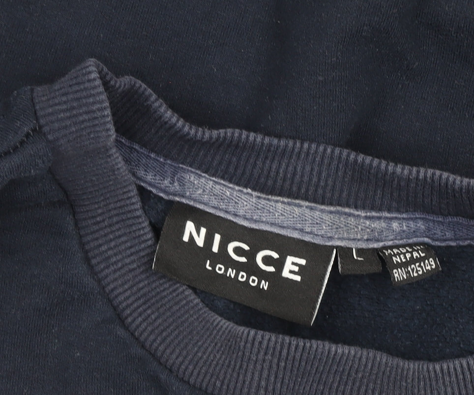 NICCE London Women's Navy Blue Logo Pullover Sweatshirt Size L