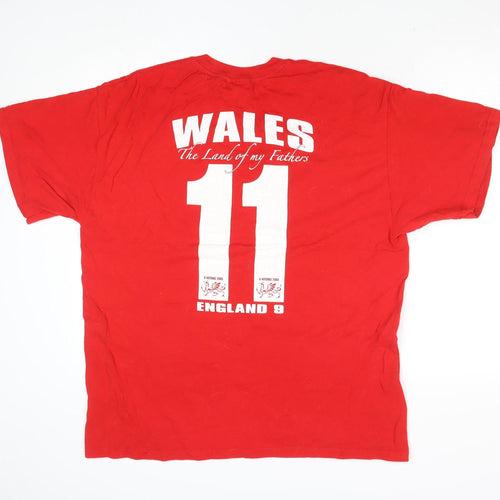 Gildan Men's Red XL Wales Rugby Sports Graphic T-Shirt Vintage