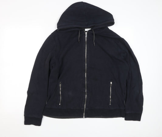 Reiss Womens Navy Full Zip Hoodie XXL Cotton Blend